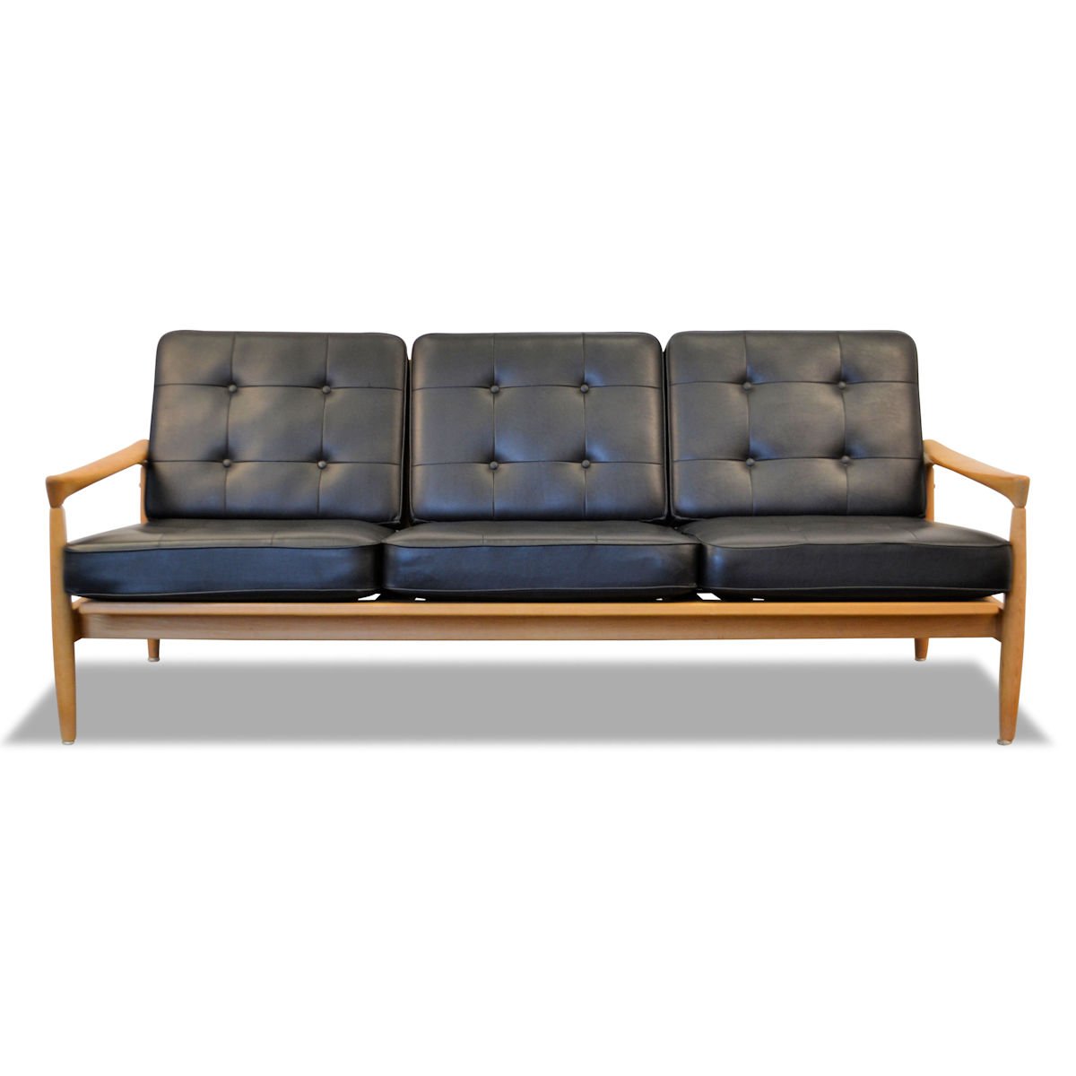 Vintage Oak Three Seater Sofa By Erik Wørts